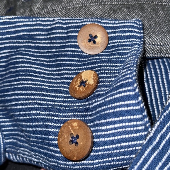 Free People Rumors Yarn Dye Stripe Paper Bag Pants Blue and White Striped - Picture 10 of 11